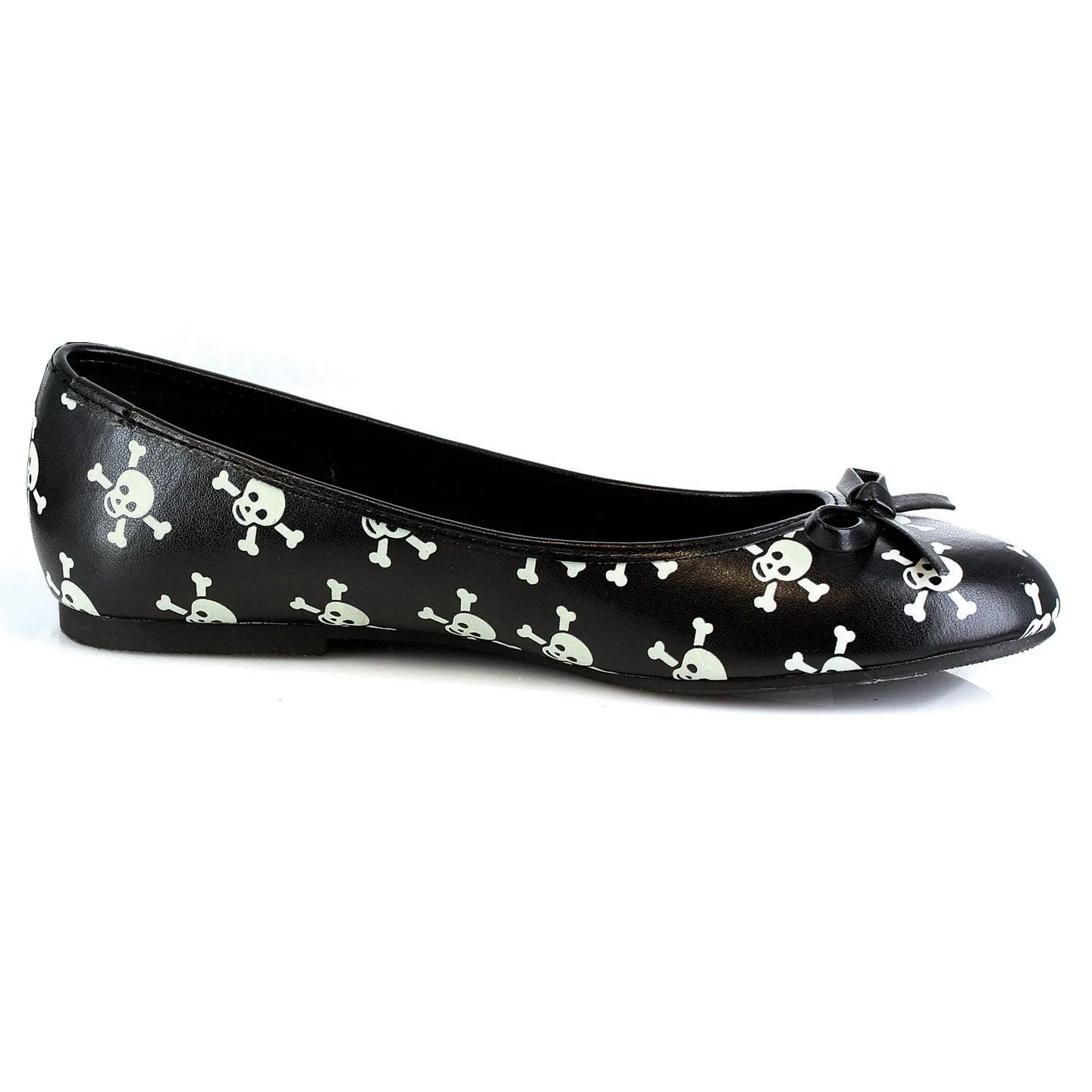 016-CROSSBONES  Glow In The Dark Skull Ballet Flat. Women
