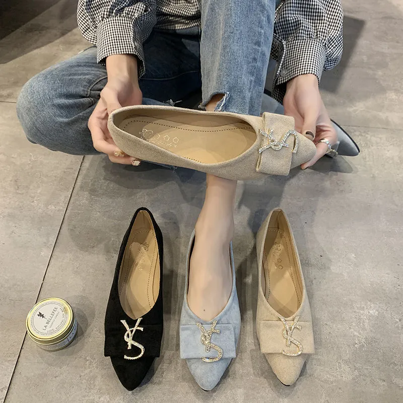 2023 Shallow Flats Casual Shoes Women Metal Letters Loafers Oxford