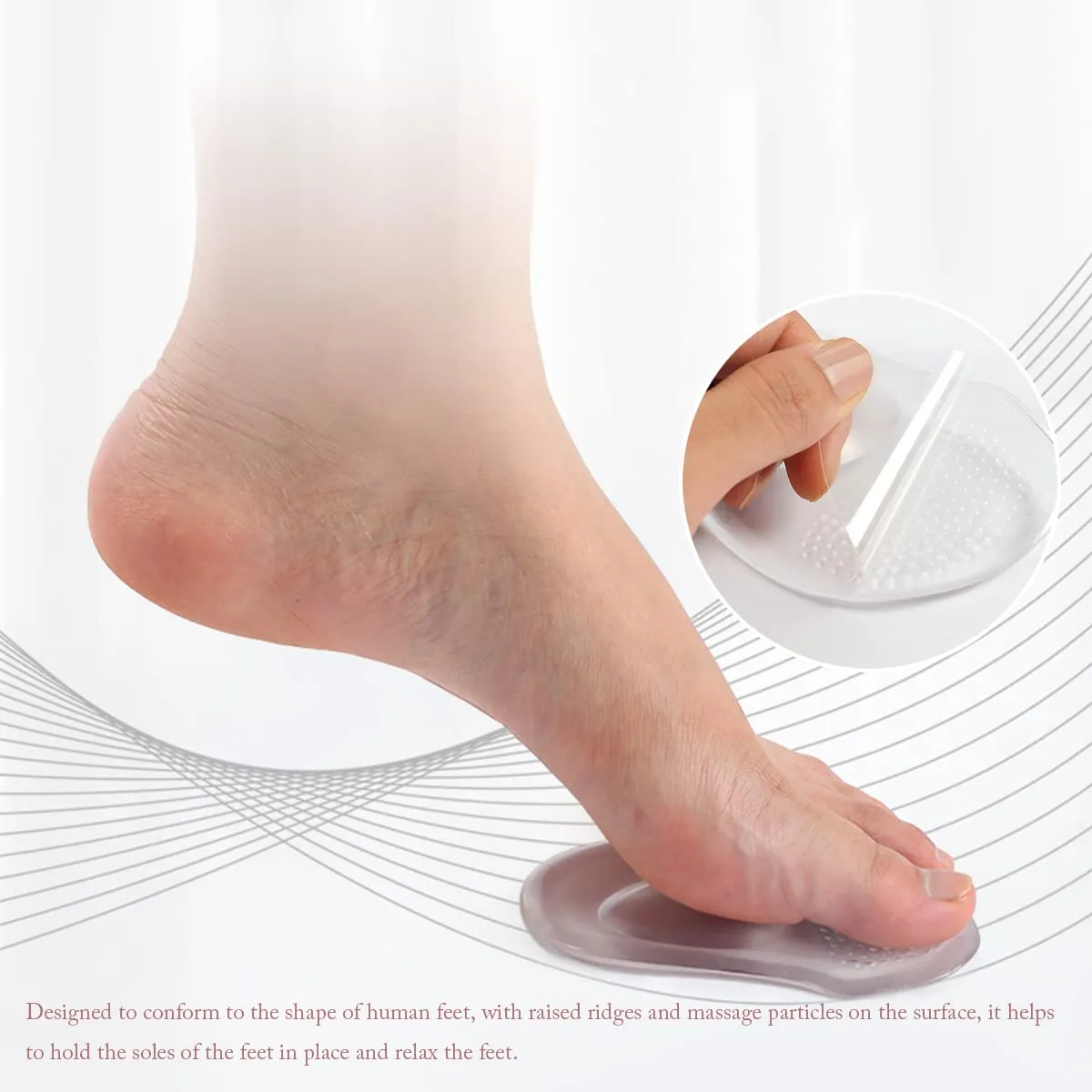 3 Pairs Ball of Foot Cushion Pads, Gel Insoles Soft Metatarsal Pads Anti-Slip High Heel Pads Self-Adhesive Forefoot Cushion for Women Pain Relief