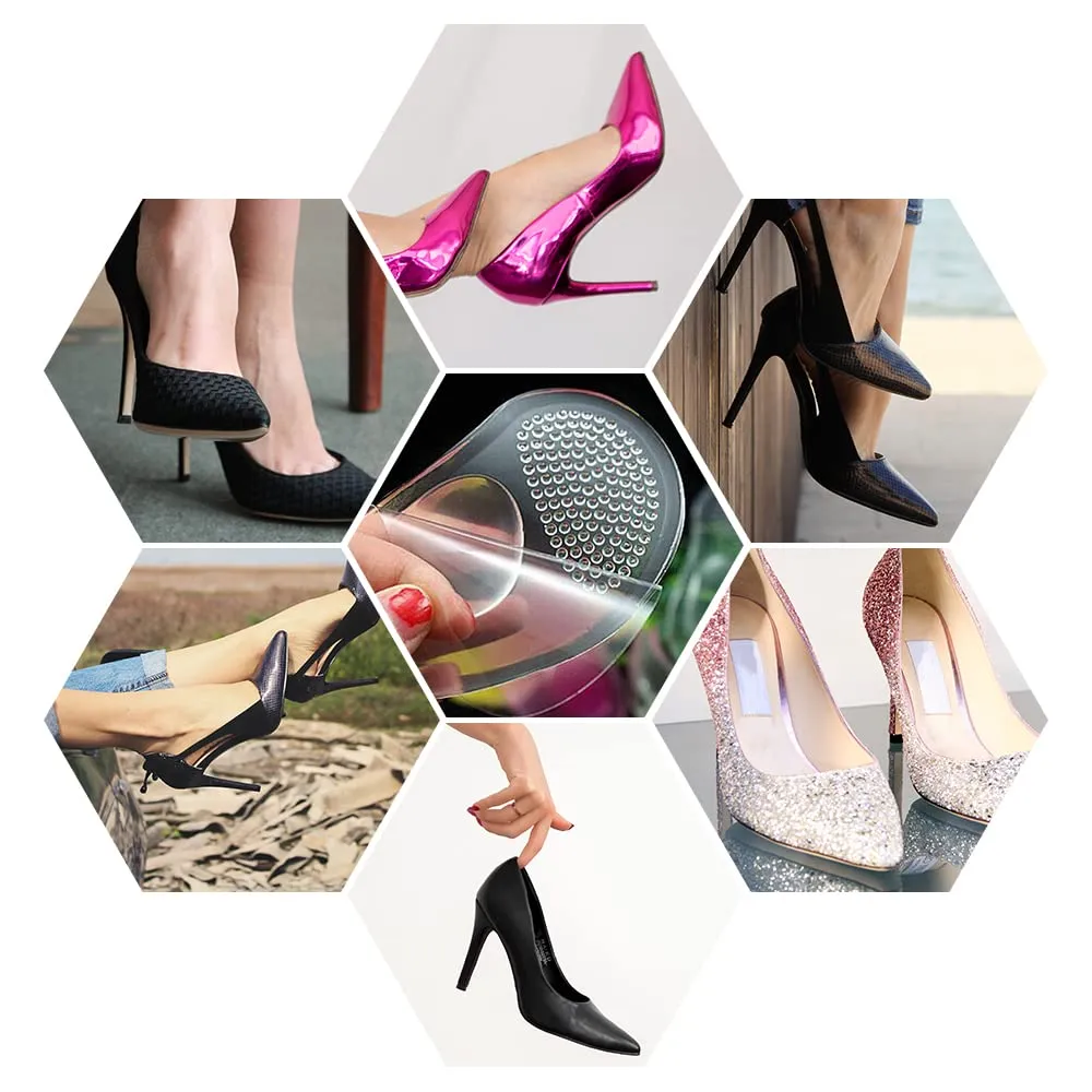 3 Pairs Ball of Foot Cushion Pads, Gel Insoles Soft Metatarsal Pads Anti-Slip High Heel Pads Self-Adhesive Forefoot Cushion for Women Pain Relief