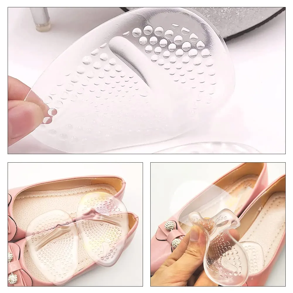 3 Pairs Ball of Foot Cushion Pads, Gel Insoles Soft Metatarsal Pads Anti-Slip High Heel Pads Self-Adhesive Forefoot Cushion for Women Pain Relief