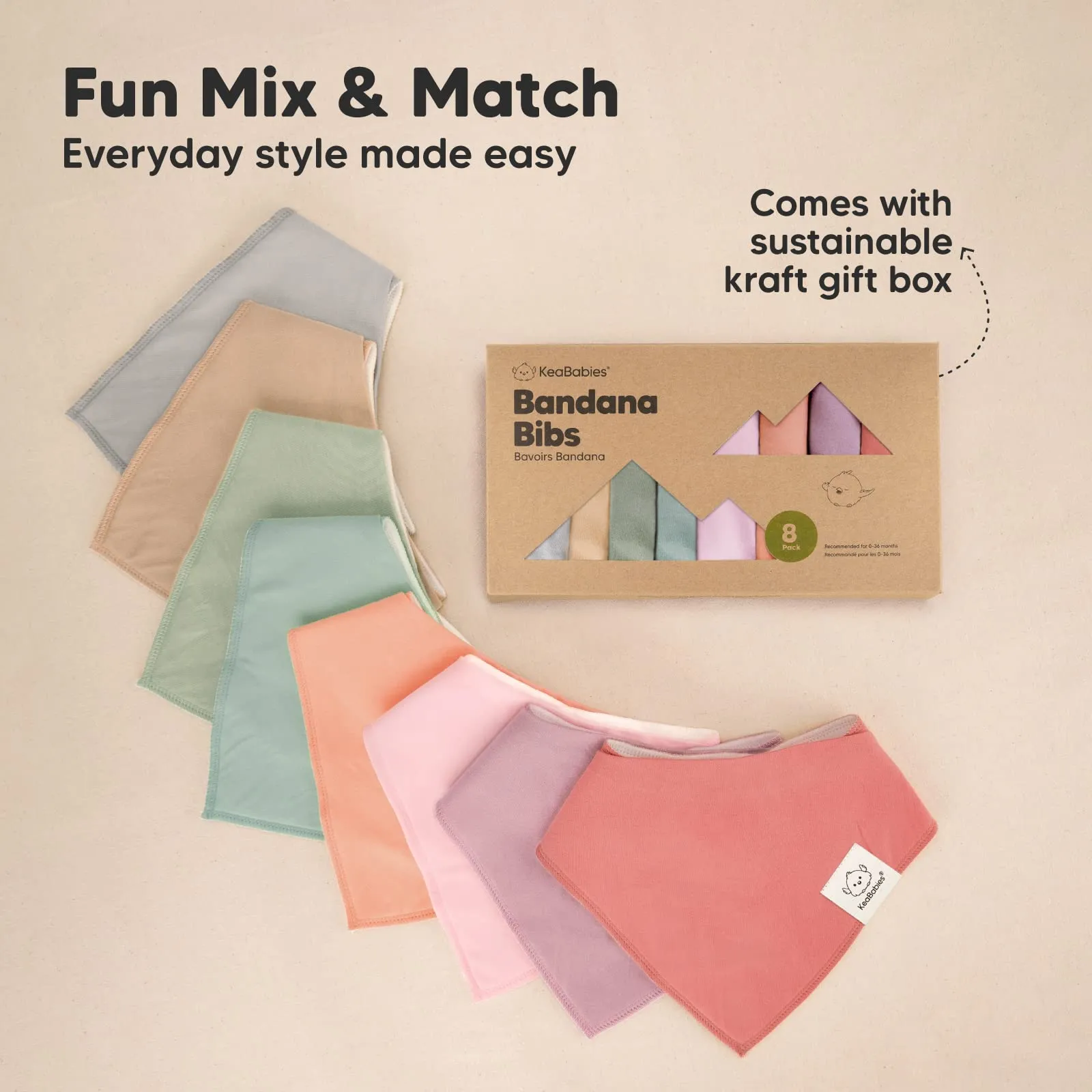 8-Pack Organic Baby Bandana Drool Bibs for Girls - Super Absorbent Baby Bibs for Baby Girls, Baby Boys, Soft Cotton Bandana Bibs, Baby Drool Bib, Teething Bibs for Infant, Toddler(Muted Pastel) Muted Pastel