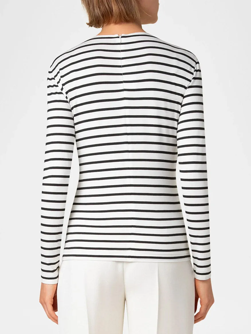 Akris Punto Sailor Stripes Crew in Cream/Black
