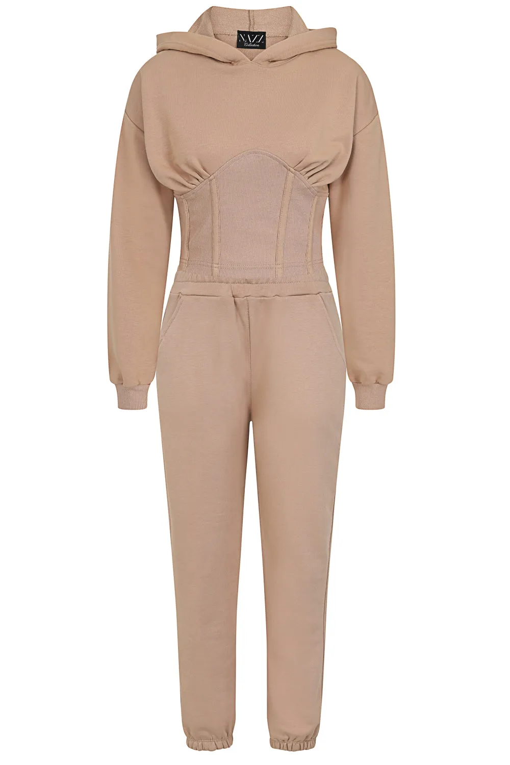 Aliza Sand Corset Waisted Hoodie Tracksuit Set