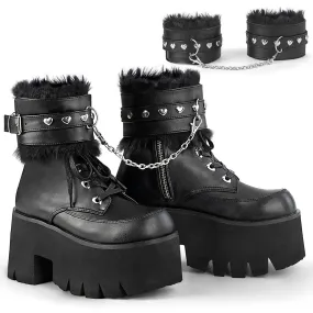 ASHES-57 DemoniaCult Black Vegan Leather Sexy Women's Ankle Boots (Alternative Footwear)