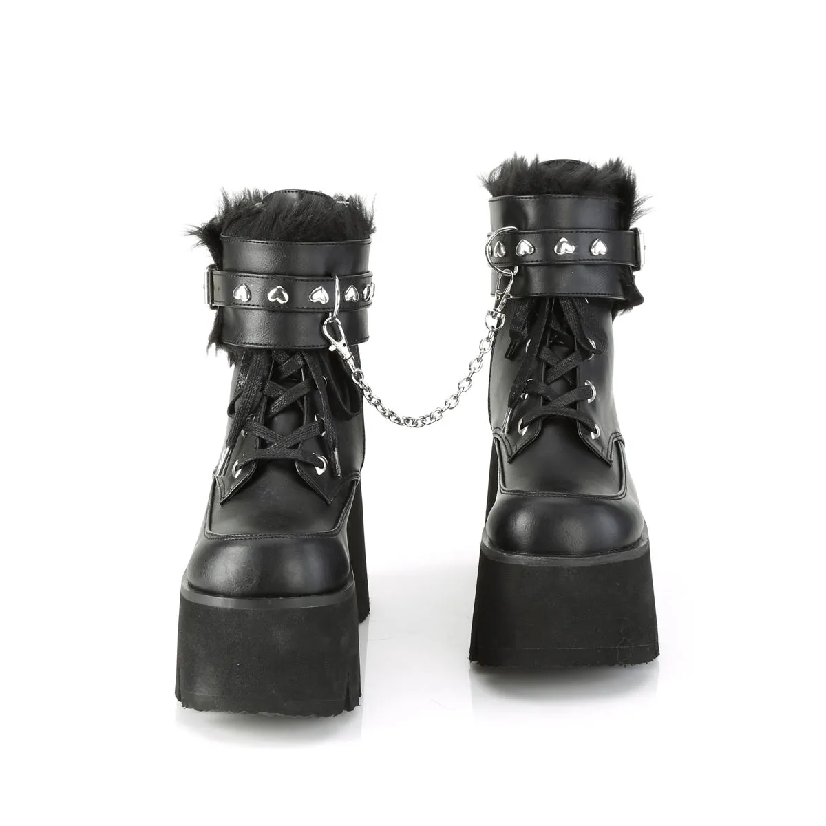 ASHES-57 DemoniaCult Black Vegan Leather Sexy Women's Ankle Boots (Alternative Footwear)