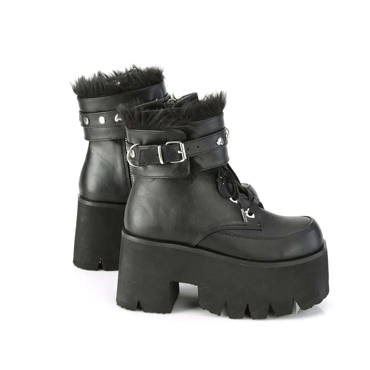 ASHES-57 DemoniaCult Black Vegan Leather Sexy Women's Ankle Boots (Alternative Footwear)