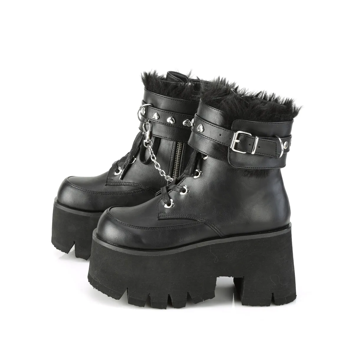 ASHES-57 DemoniaCult Black Vegan Leather Sexy Women's Ankle Boots (Alternative Footwear)