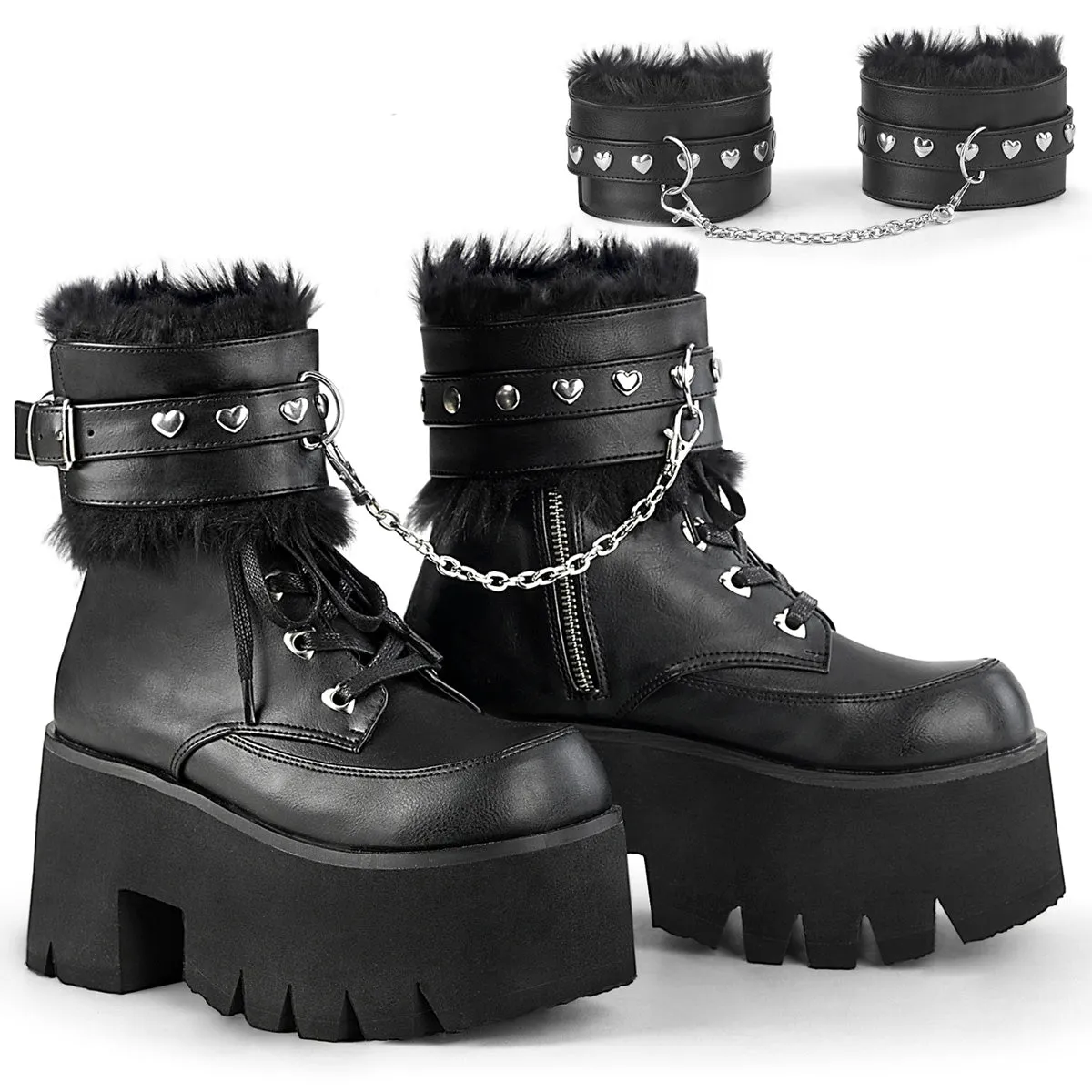 ASHES-57 DemoniaCult Black Vegan Leather Sexy Women's Ankle Boots (Alternative Footwear)