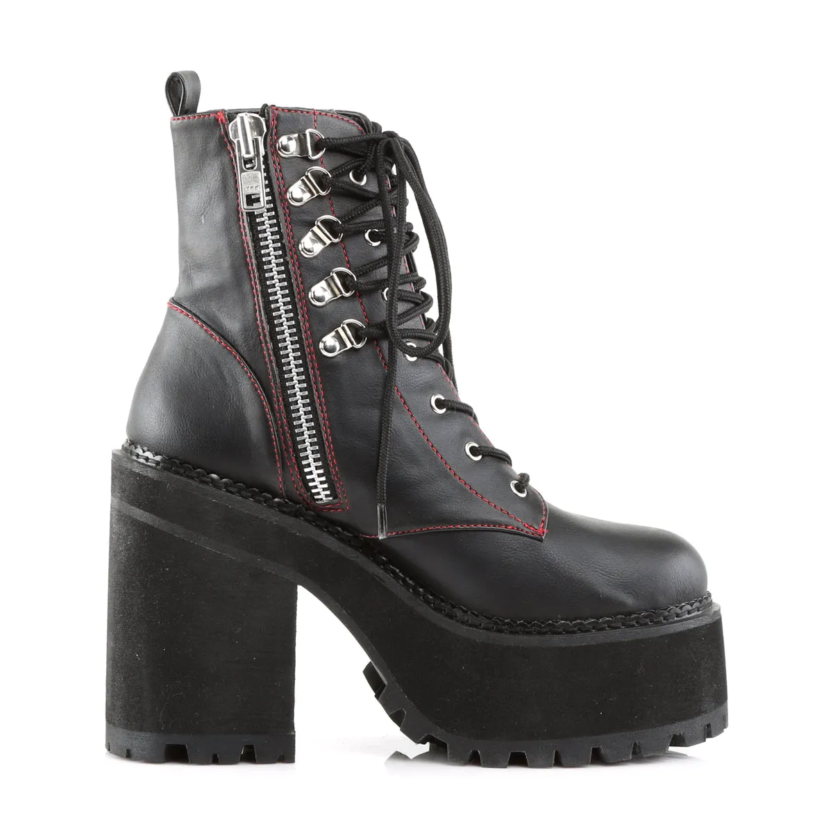 ASSAULT-100 DemoniaCult Black Vegan Leather Sexy Women's Ankle Boots (Alternative Footwear)