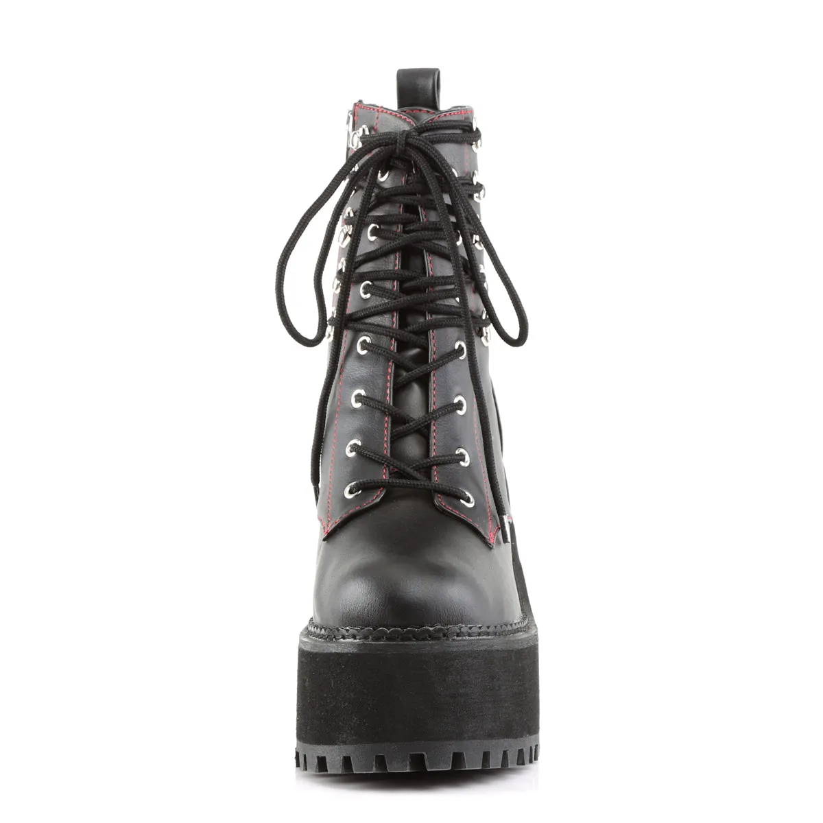 ASSAULT-100 DemoniaCult Black Vegan Leather Sexy Women's Ankle Boots (Alternative Footwear)