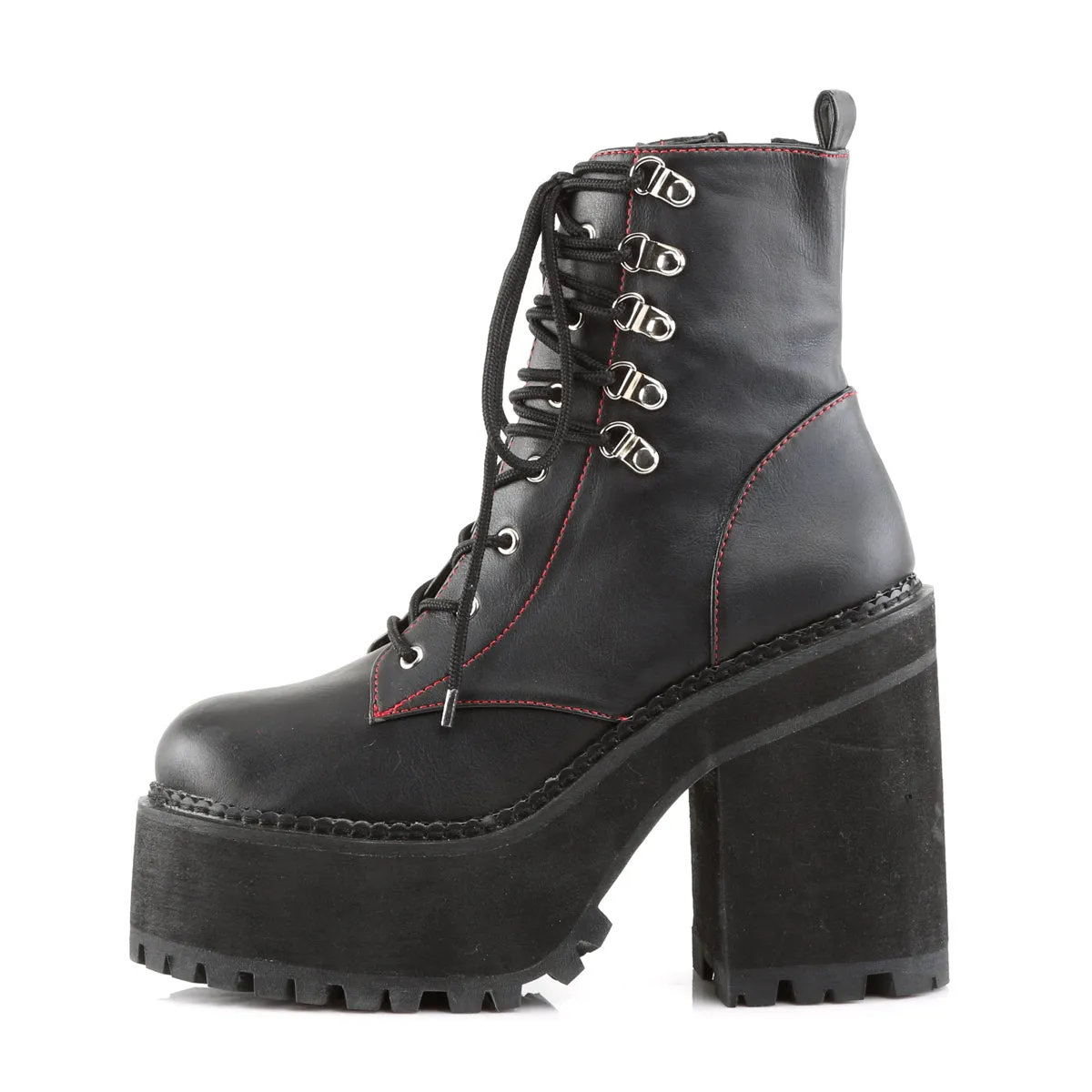 ASSAULT-100 DemoniaCult Black Vegan Leather Sexy Women's Ankle Boots (Alternative Footwear)