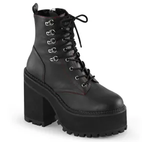 ASSAULT-100 DemoniaCult Black Vegan Leather Sexy Women's Ankle Boots (Alternative Footwear)