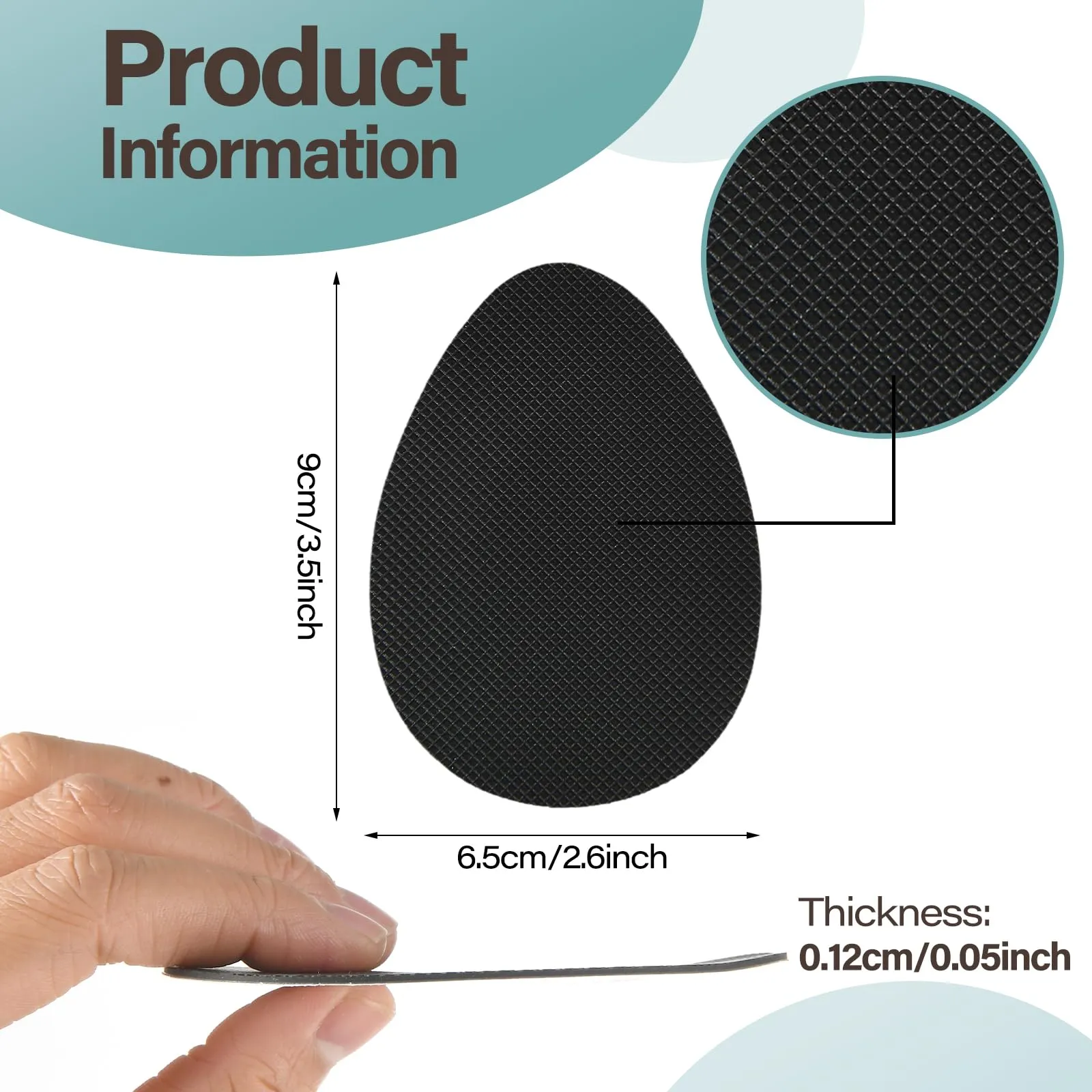 ASTER Pack of 8 anti-slip shoe pads, non-slip shoe soles for high shoes, rubber soles for sticking on, adhesive anti-slip shoe pads, self-adhesive shoe sole protection