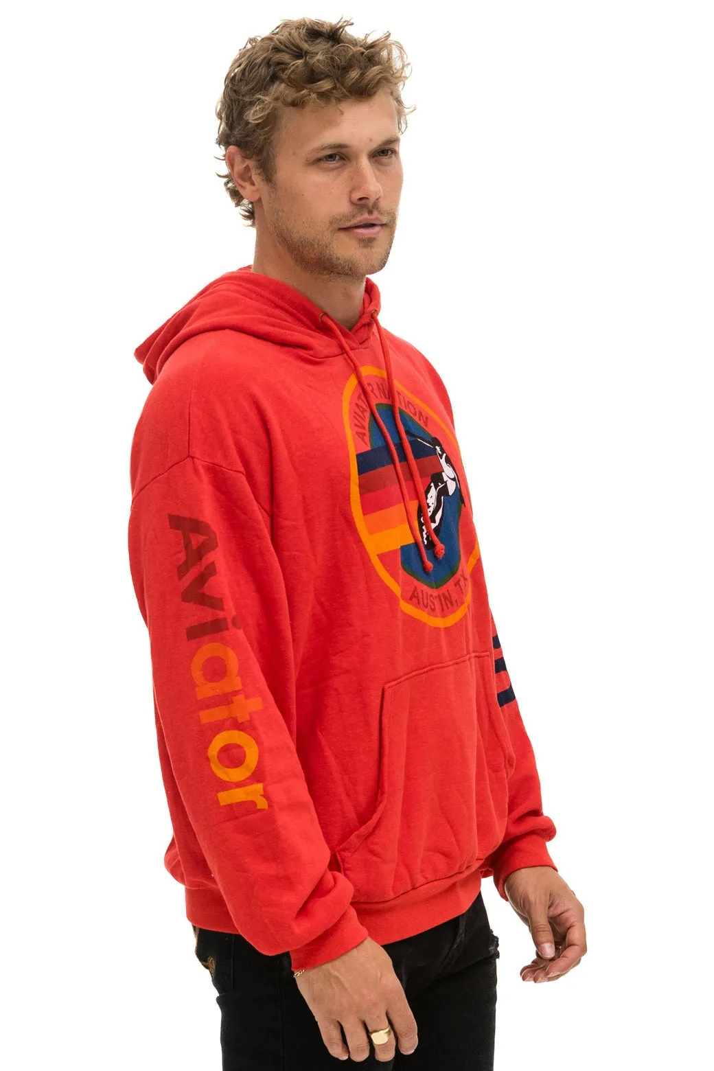 AVIATOR NATION AUSTIN RELAXED PULLOVER HOODIE - RED