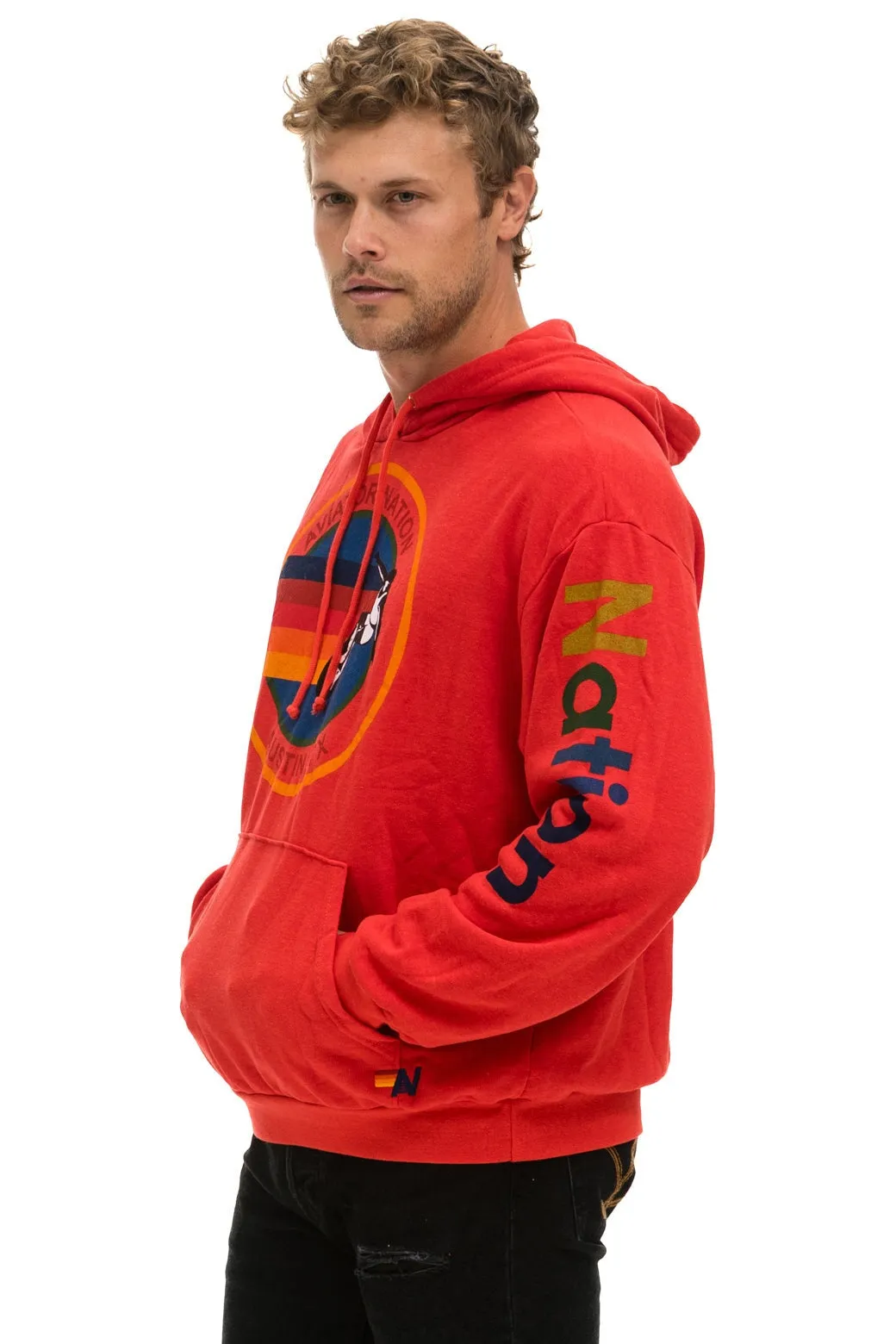 AVIATOR NATION AUSTIN RELAXED PULLOVER HOODIE - RED