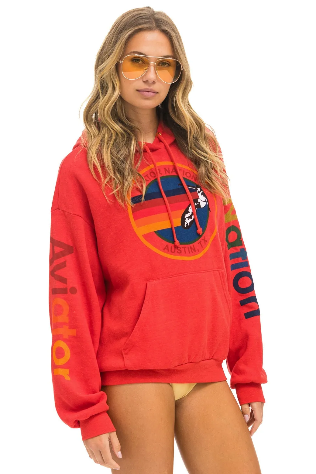 AVIATOR NATION AUSTIN RELAXED PULLOVER HOODIE - RED