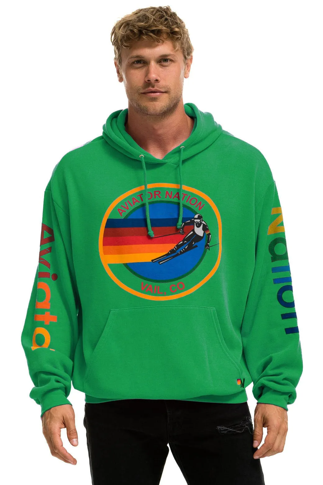 AVIATOR NATION VAIL RELAXED PULLOVER HOODIE - KELLY GREEN