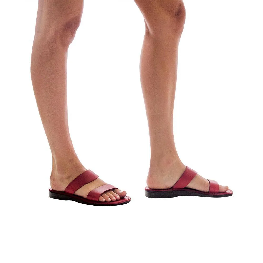 Aviv - Leather Wide Strap Sandal | Red
