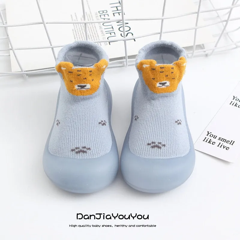 Baby Cartoon Print Soft Rubber Sole Booties