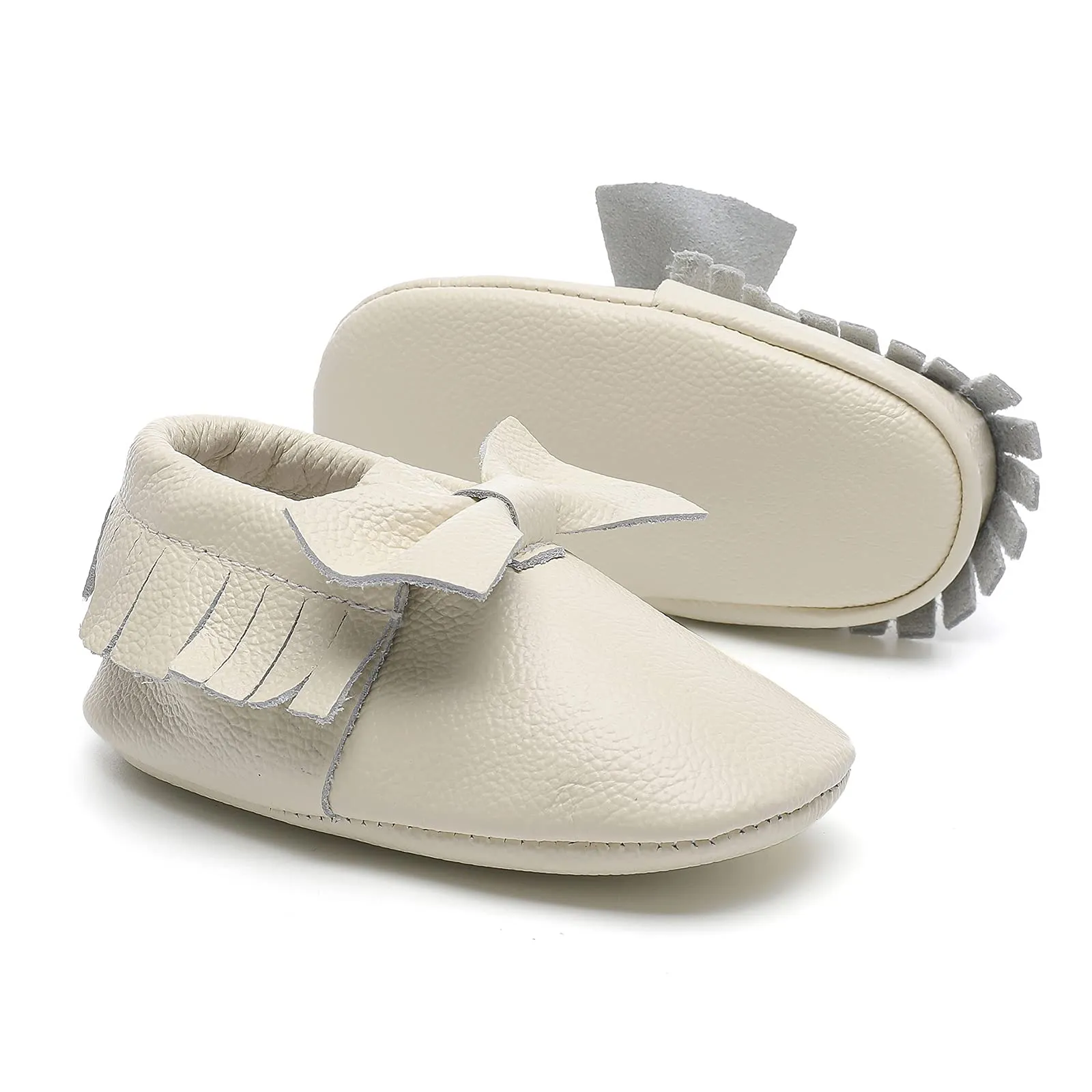 Baby Shoes Boys Girls Leather Walking Sneakers First Walking Shoes Infant Cartoon Slippers Crib Shoes 6 12 18 Months 0-6 Months Infant Pp21002-beige