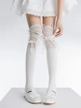 Ballet Core Bow Patchwork Stockings