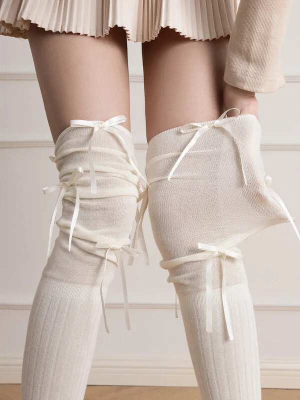 Ballet Core Bow Patchwork Stockings