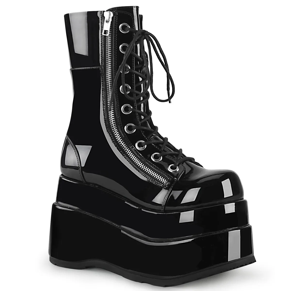 BEAR-265 DemoniaCult Black Patent Sexy Women's Mid-Calf & Knee High Boots (Alternative Footwear)