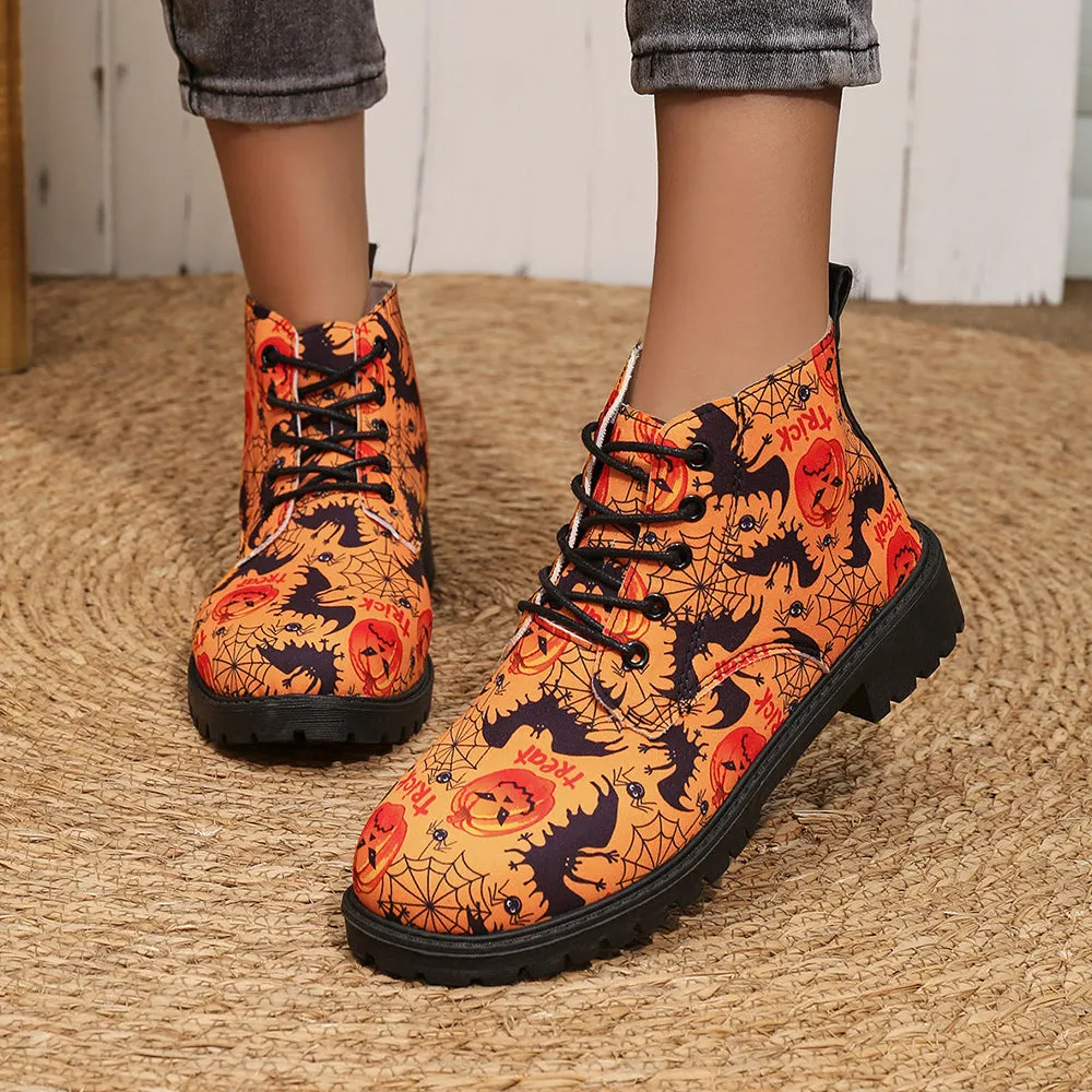 Betterthy💥2024 NEW🔥Women's Halloween Lace-Up Chelsea Ankle Boots