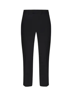 Black Wool Canvas Cigarette Trousers