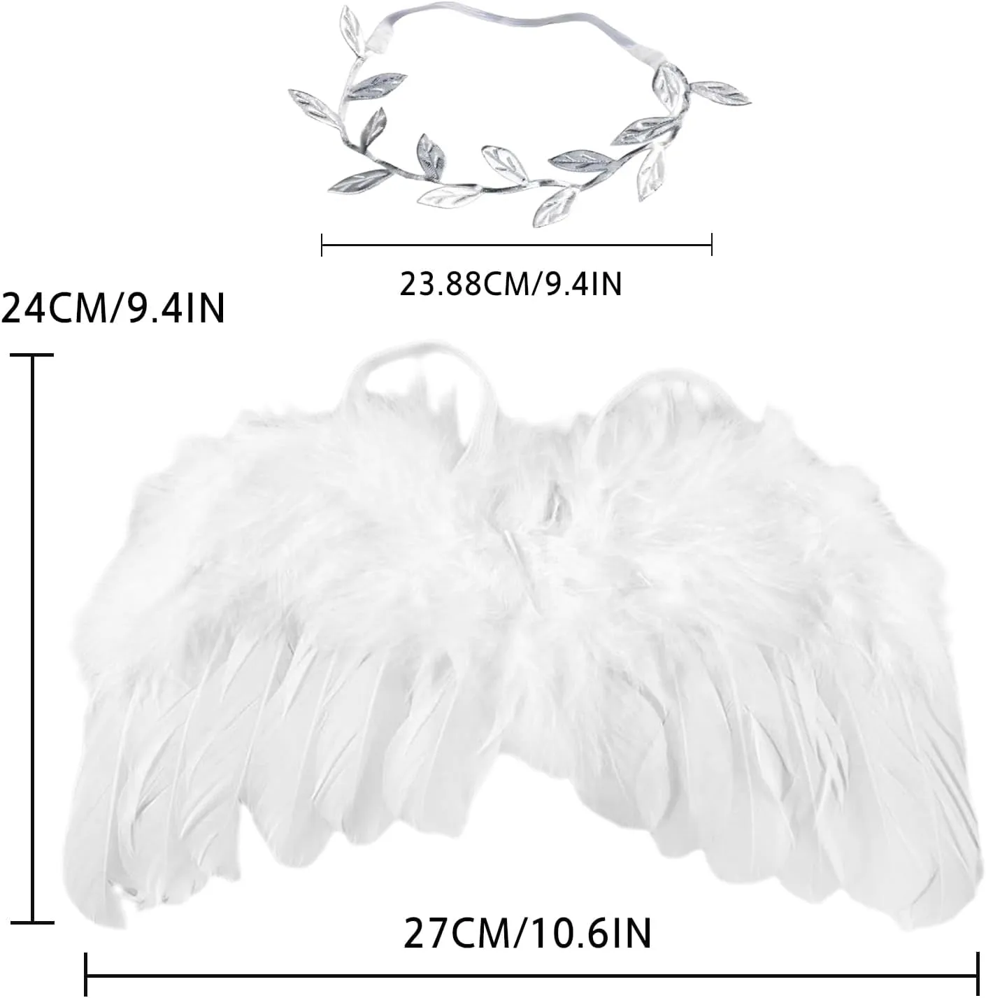 BLUETOP 2PCS White Baby Angel Wings with Headband, Newborn Photography Props Infant Angel Wings, Soft Feather Wings Small Newborn Photography Outfits Angel Fairy Wings, Baby Angel Costume 0-6 Months