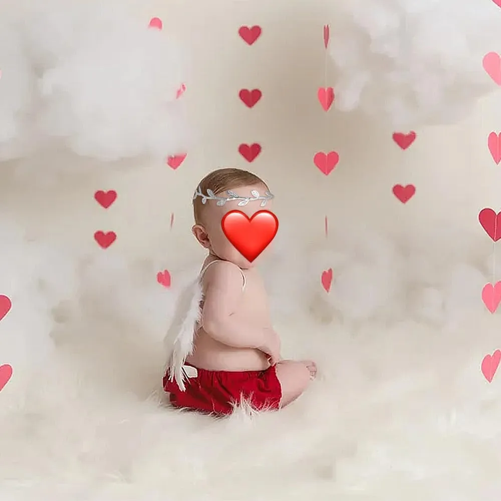 BLUETOP 2PCS White Baby Angel Wings with Headband, Newborn Photography Props Infant Angel Wings, Soft Feather Wings Small Newborn Photography Outfits Angel Fairy Wings, Baby Angel Costume 0-6 Months