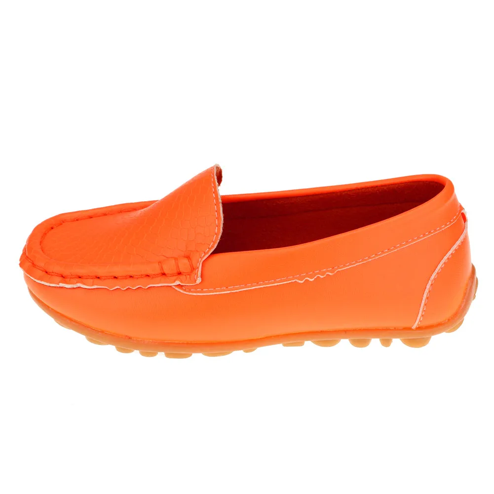 Boys Girls Loafer Shoes Soft Synthetic Leather Slip On Moccasin Flat Boat Dress Shoes(Toddler/Little Kid/Big Kid)