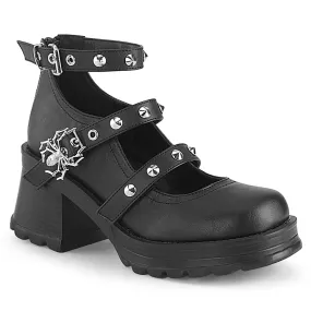 BRATTY-30 DemoniaCult Black Vegan Leather Sexy Women's Heels & Platform Shoes (Alternative Footwear)