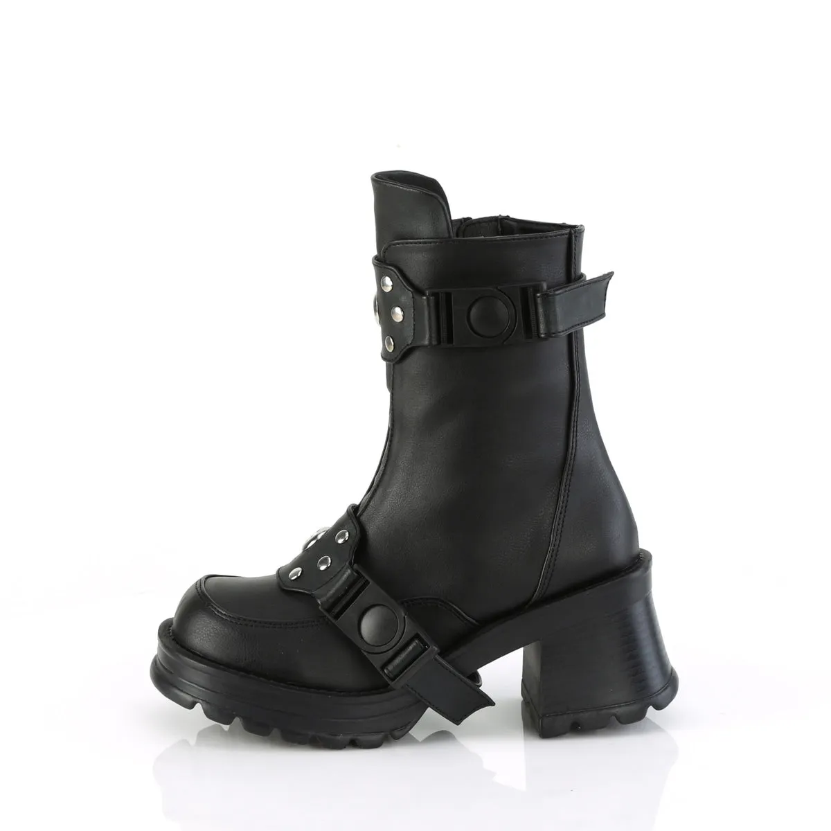 BRATTY-56 DemoniaCult Black Vegan Leather Sexy Women's Ankle Boots (Alternative Footwear)