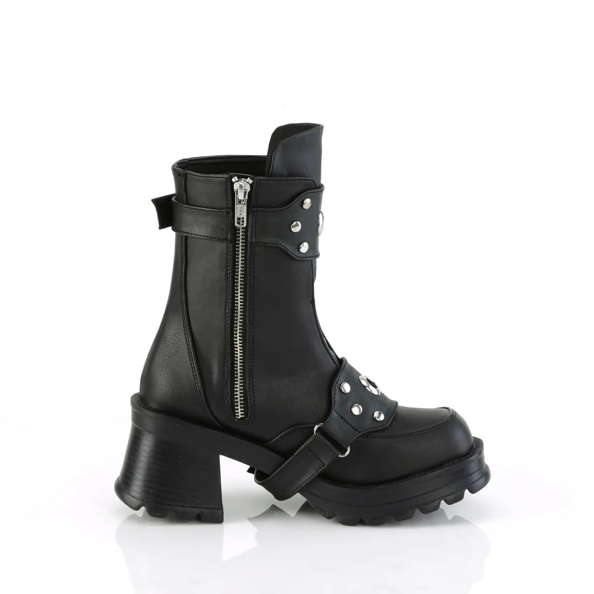 BRATTY-56 DemoniaCult Black Vegan Leather Sexy Women's Ankle Boots (Alternative Footwear)