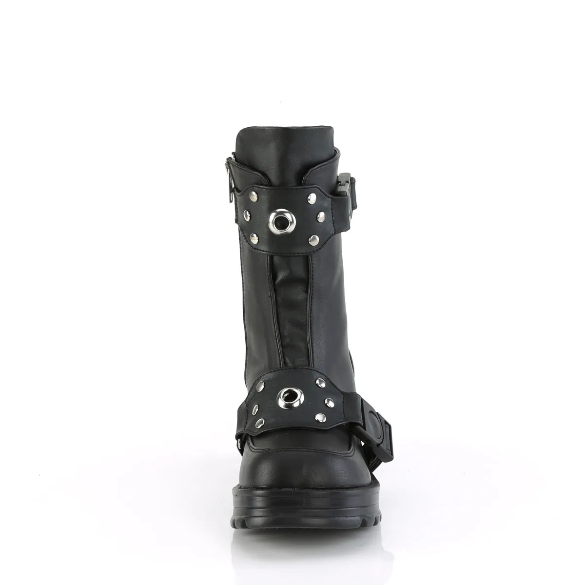 BRATTY-56 DemoniaCult Black Vegan Leather Sexy Women's Ankle Boots (Alternative Footwear)