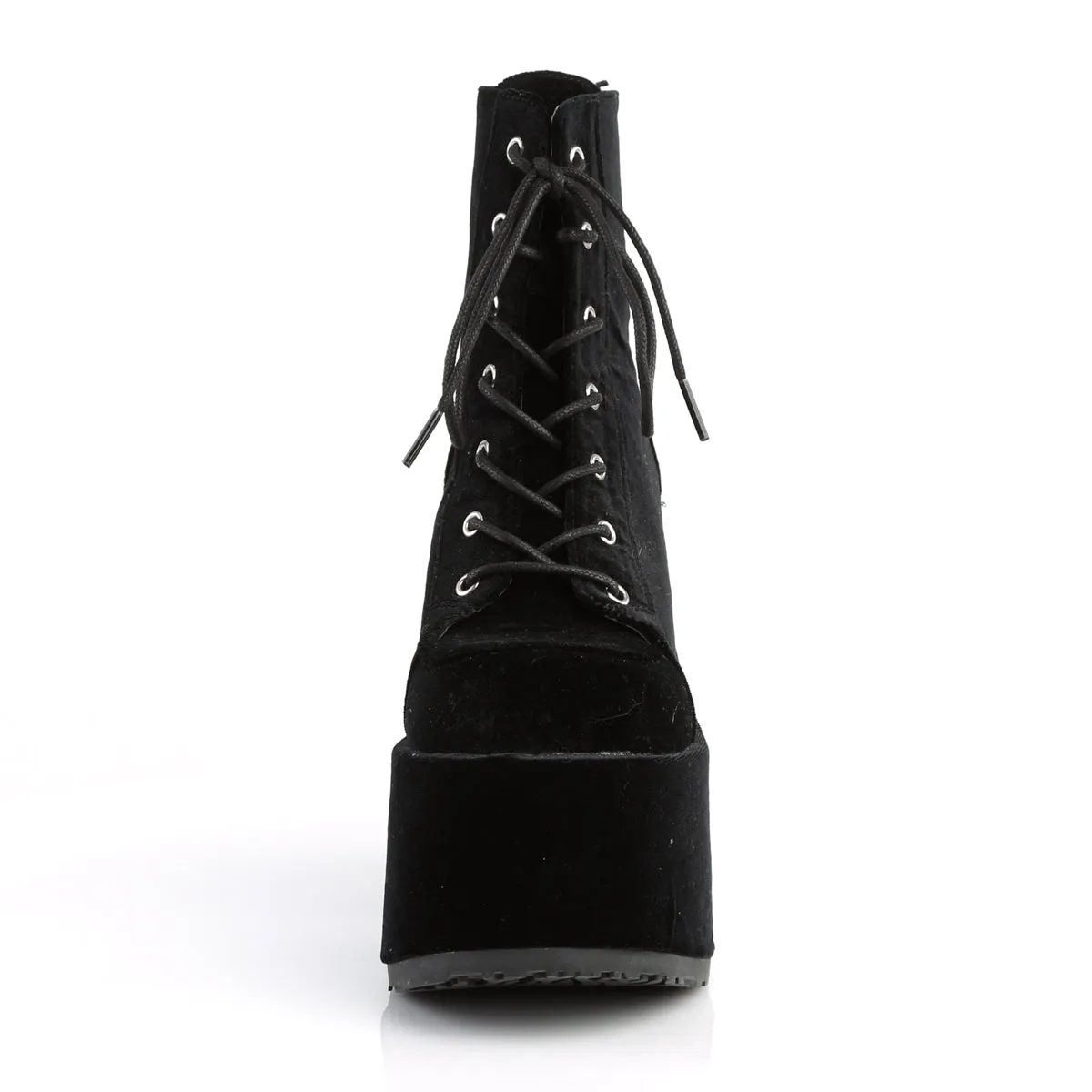 CAMEL-203 DemoniaCult Black Velvet Sexy Women's Ankle Boots (Alternative Footwear)