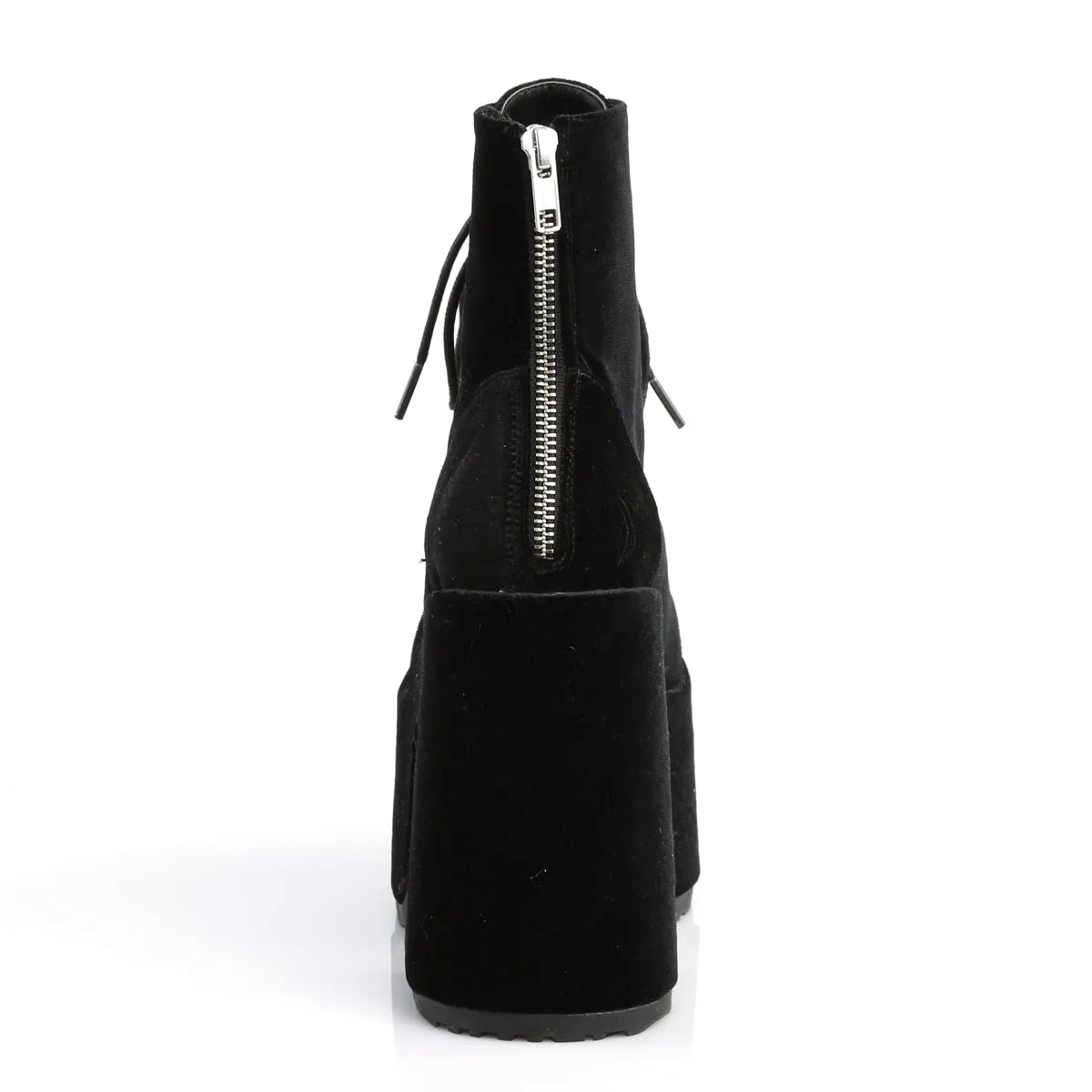 CAMEL-203 DemoniaCult Black Velvet Sexy Women's Ankle Boots (Alternative Footwear)