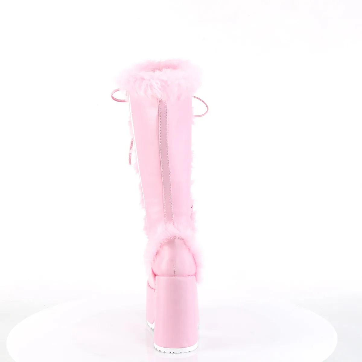 CAMEL-311 DemoniaCult Pastel Pink Vegan Leather Sexy Women's Mid-Calf & Knee High Boots (Alternative Footwear)
