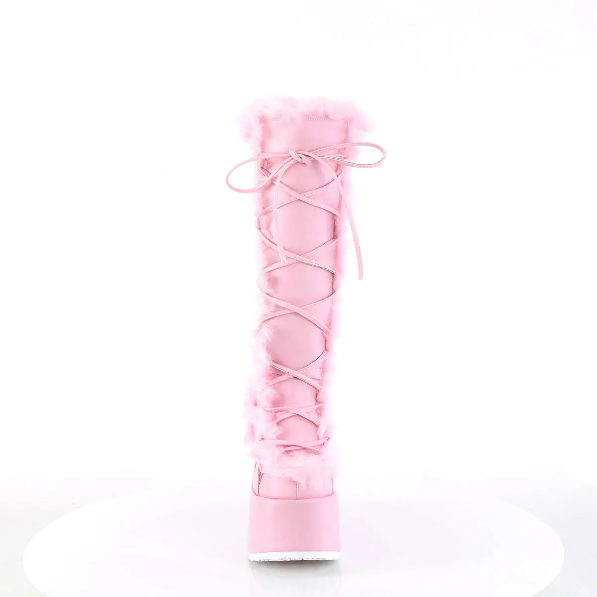 CAMEL-311 DemoniaCult Pastel Pink Vegan Leather Sexy Women's Mid-Calf & Knee High Boots (Alternative Footwear)