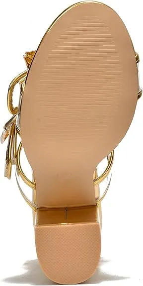 Cape Robbin Prunella Buckle Open Toe High Block Heels (Prunella)