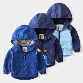 Cartoon Striped Children Hardshell Jacket For Boys