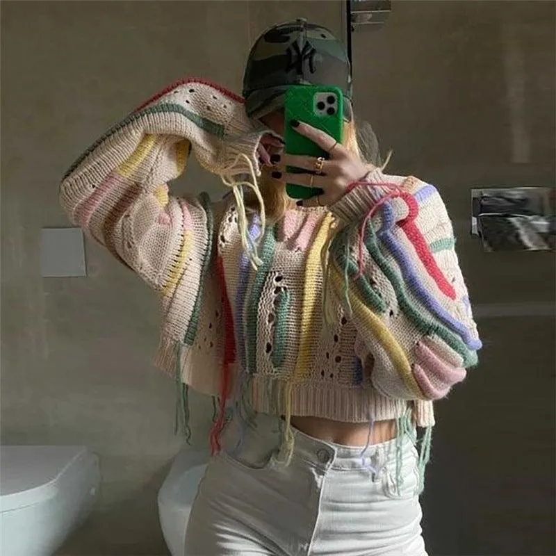 Casual Color-Block Knitwear Sweater