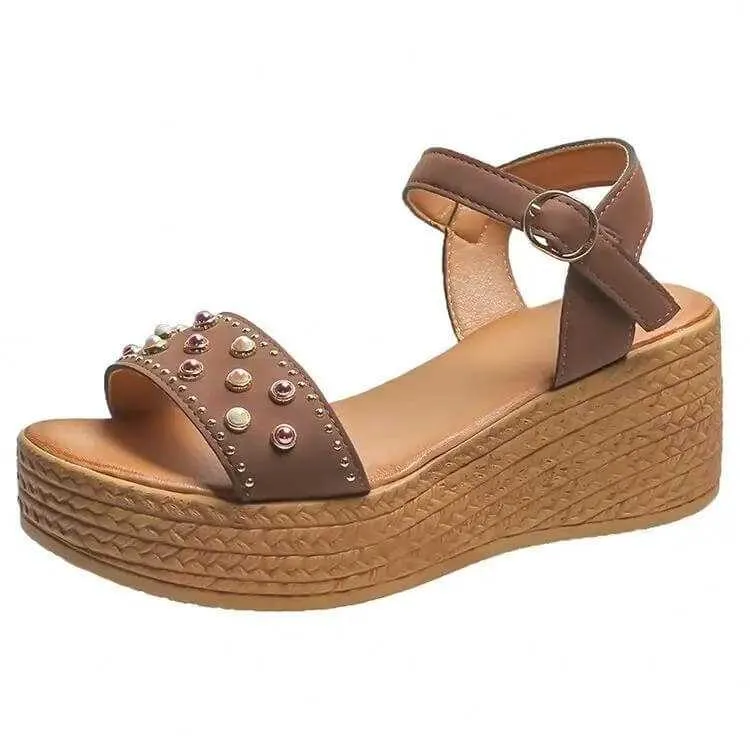 Chic Chic Women Sandals Buckle Wedge