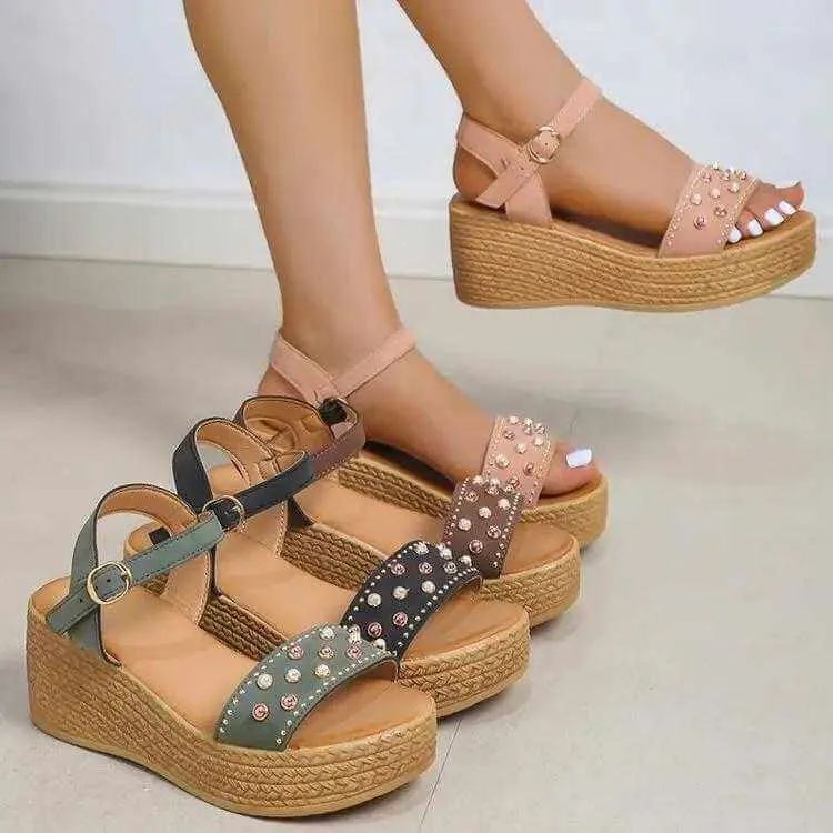 Chic Chic Women Sandals Buckle Wedge