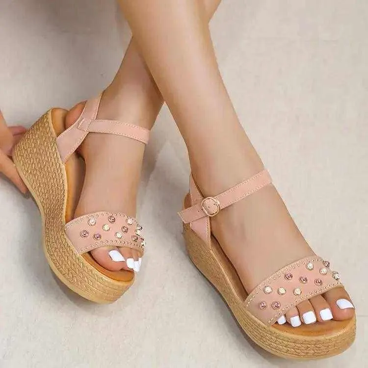 Chic Chic Women Sandals Buckle Wedge