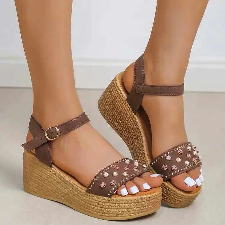 Chic Chic Women Sandals Buckle Wedge
