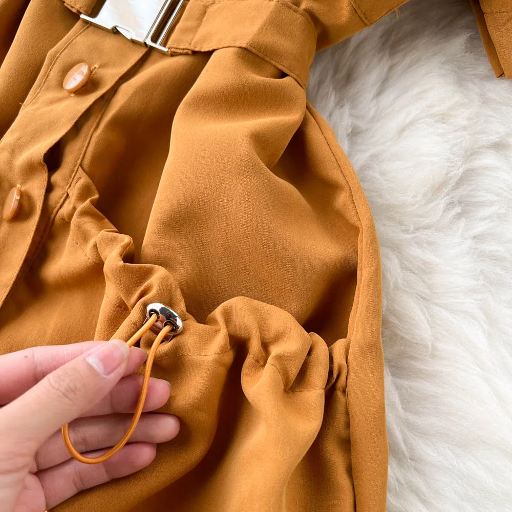 Chic Solid Color Shirt Dress