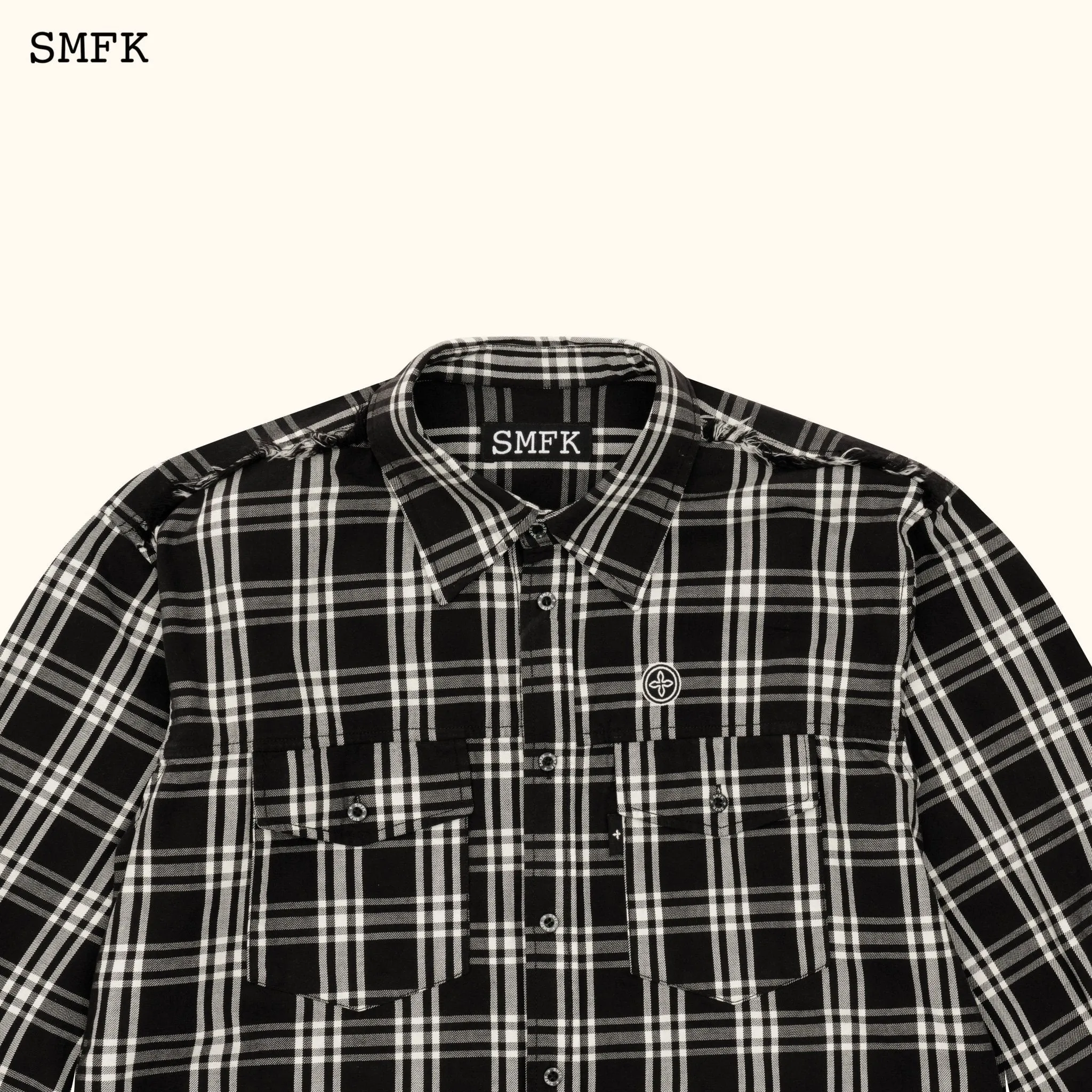 Compass Black Plaid Workwear Style Shirt